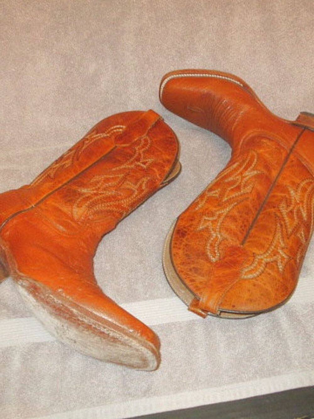 Circle G Mens Exotic Leather Cowboy Boots Size 9.5D Smooth Ostrich Botas Western